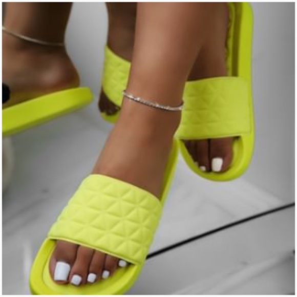 Shoe Affair Shoes - Neon Yellow Neoprene Slides